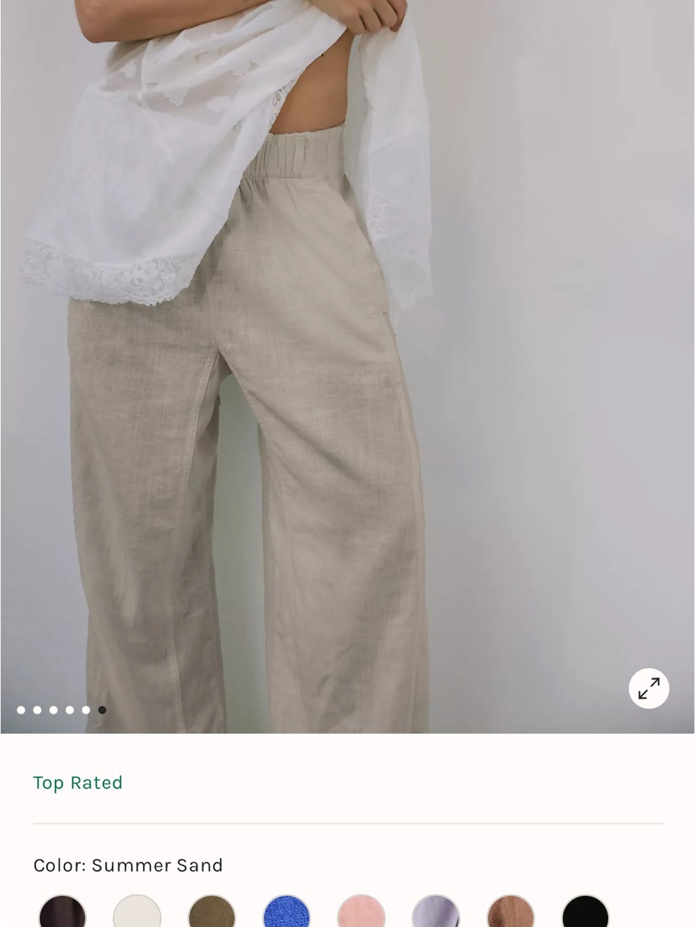 Free People Summer Sand Elastic Waist Wide-Leg Pants